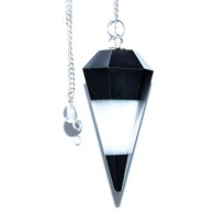 6-Sided Tourmaline & White Agate Pendulum