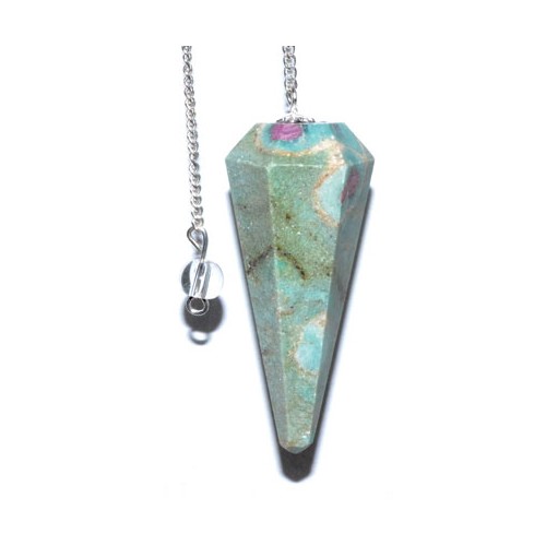 6-Sided Ruby Fuchsite Pendulum for Divination