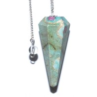 6-Sided Ruby Fuchsite Pendulum for Divination