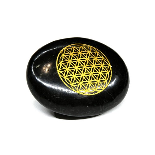 Tourmaline Flower of Life Palm Stone for Grounding