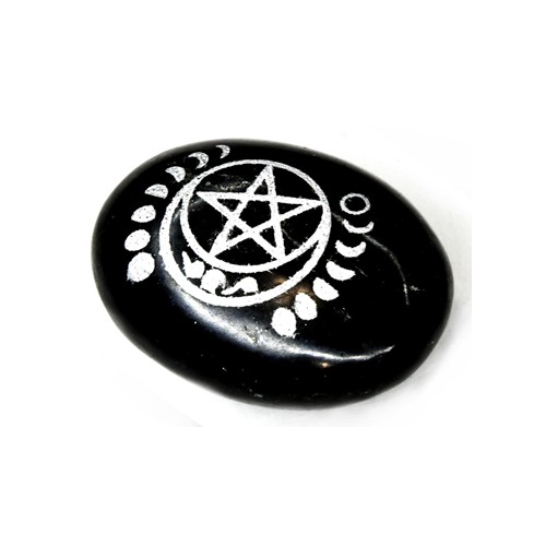 Tourmaline Moon Pentagram Palm Stone