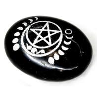 Tourmaline Moon Pentagram Palm Stone