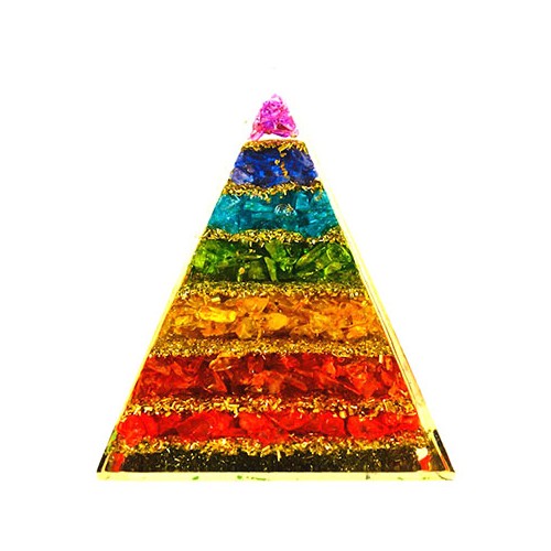 Orgone 7 Chakra Pyramid 3 3/4" for Energy Balance