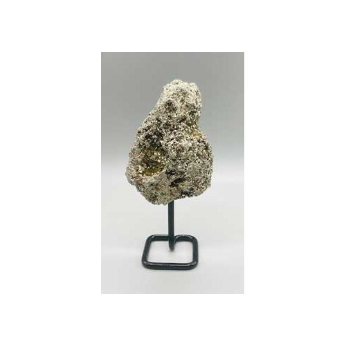 Natural Pyrite on Metal Stand for Protection