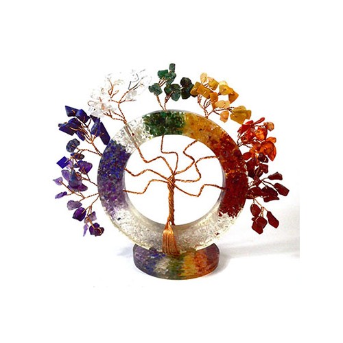 Circle Tree of Life Chakra Gemstone Tree 4 1/2"