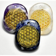 Set of 4 Flower of Life Worry Stones Energy Amplifiers