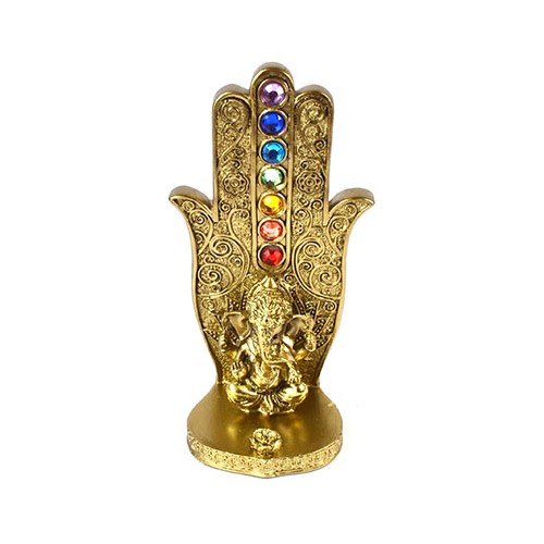 Gold Ganesha Chakra Hand Incense Burner for Meditation