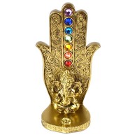 Gold Ganesha Chakra Hand Incense Burner for Meditation