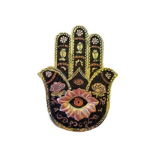 Horno de Incienso Hamsa Dorado y Negro