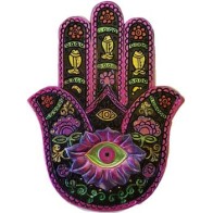 Quemador de Incienso Hamsa Negro y Fucsia