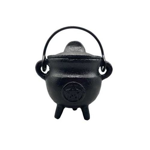 4" Cast Iron Pentagram Cauldron for Magic