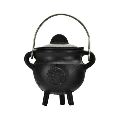 Pentagram Cast Iron Cauldron With Lid 2 3/4 Inch