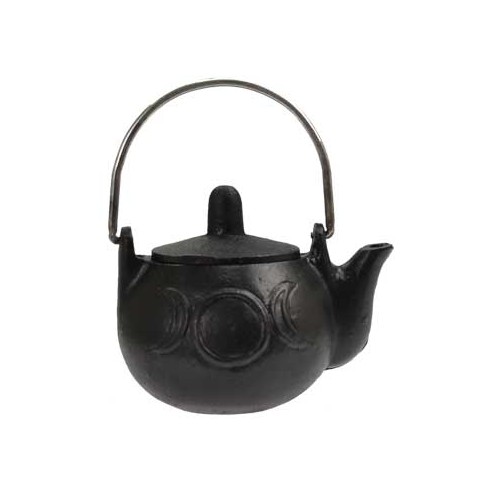 Triple Moon Cast Iron Teapot for Rituals and Ceremonies