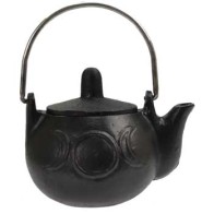 Triple Moon Cast Iron Teapot for Rituals and Ceremonies