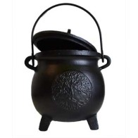 6" Tree of Life Cast Iron Cauldron with Lid