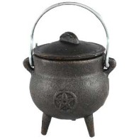 3-Inch Pentagram Cast Iron Cauldron for Rituals