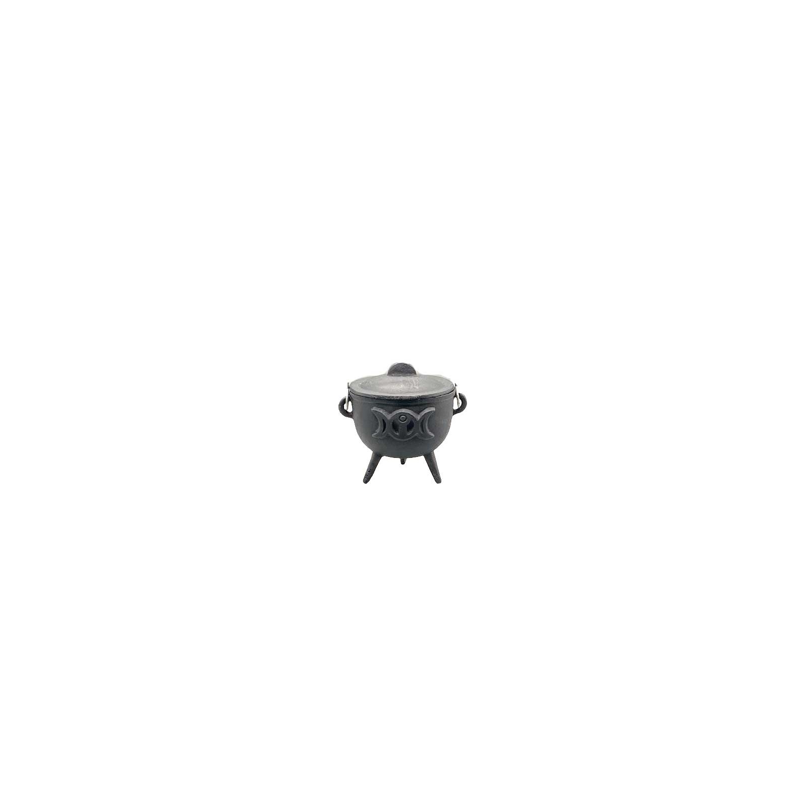 4.5" Triple Moon Cast Iron Cauldron with Lid