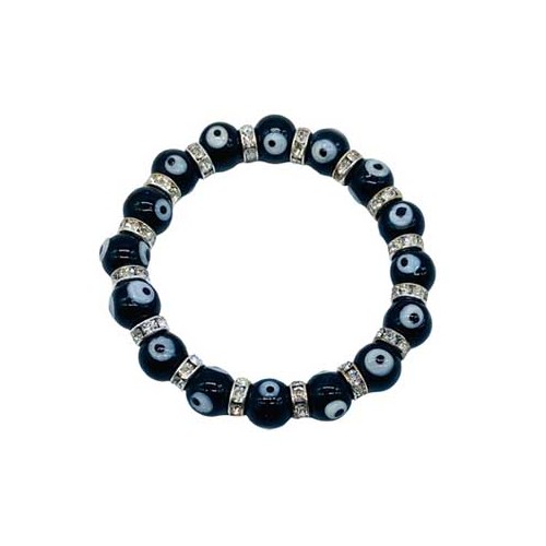 Pulsera Negra con Ojos Malignos de 8mm