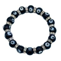 Pulsera Negra con Ojos Malignos de 8mm