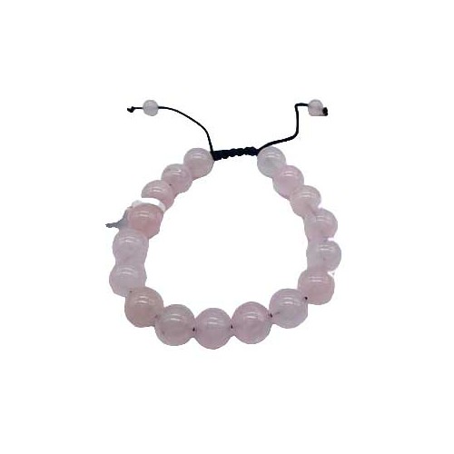 Pulsera Ajustable de Cuarzo Rosa de 10mm para el Amor