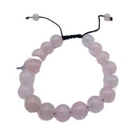 Pulsera Ajustable de Cuarzo Rosa de 10mm para el Amor