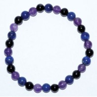 6mm Amethyst, Lapis, Black Tourmaline Bracelet