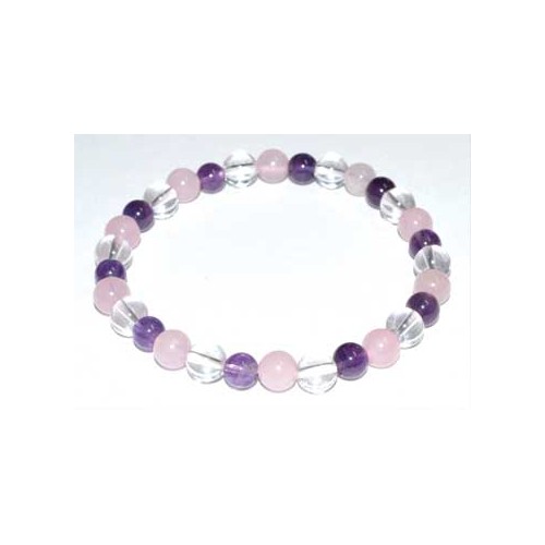 Pulsera Energética de 6mm de Amatista y Cuarzo Rosa