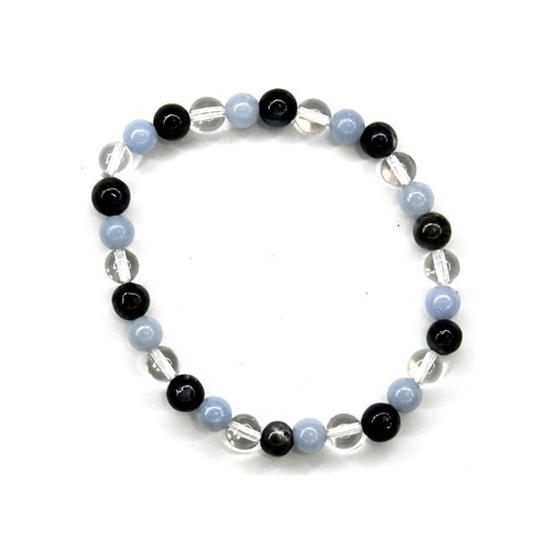 6mm Black Labradorite Angelite Quartz Bracelet