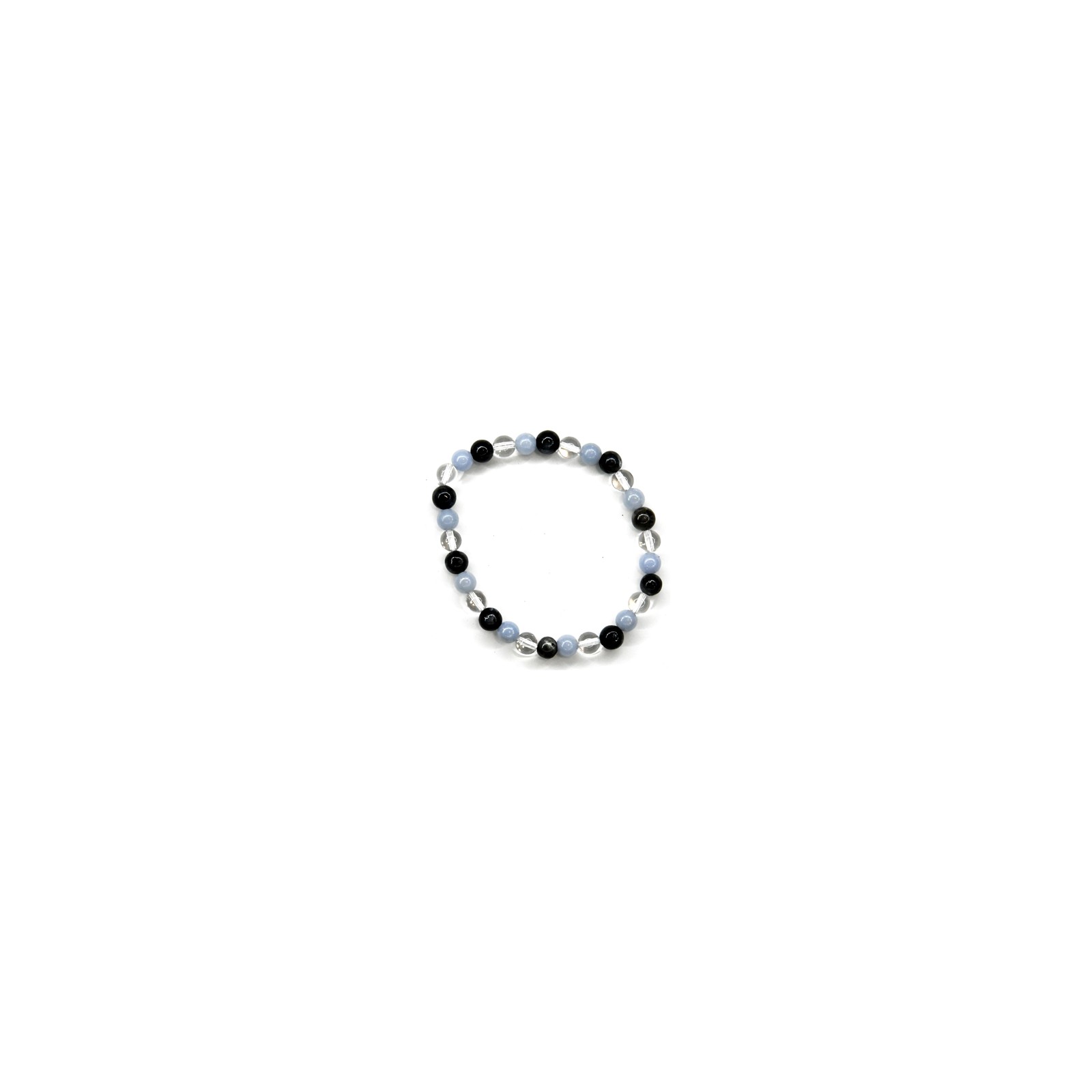 6mm Black Labradorite Angelite Quartz Bracelet