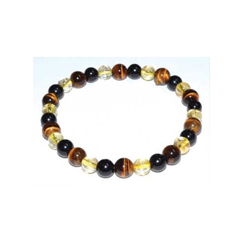 6mm Tiger Eye Citrine Tourmaline Bracelet