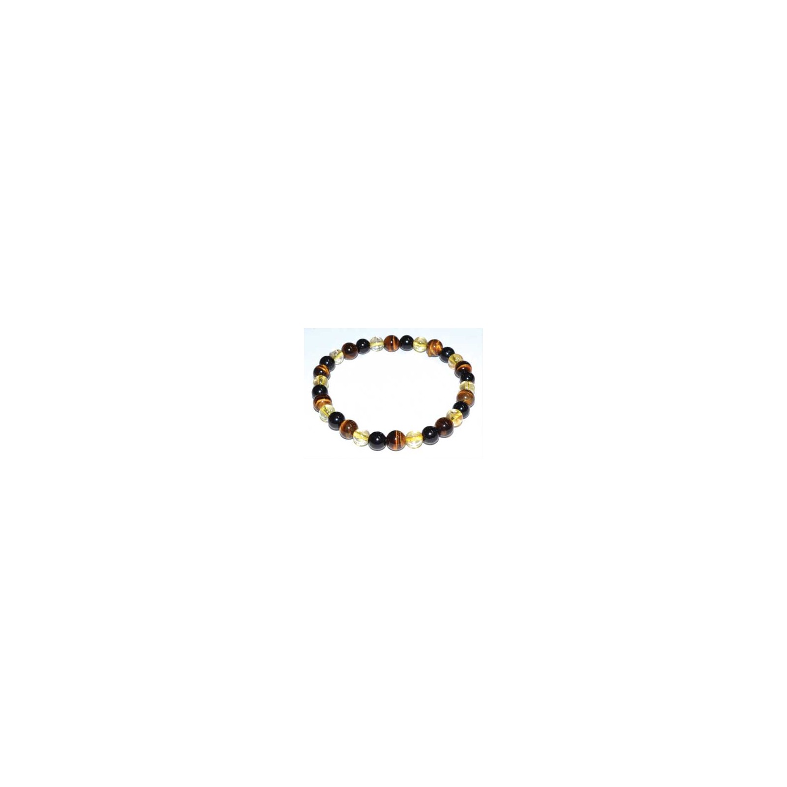 6mm Tiger Eye Citrine Tourmaline Bracelet