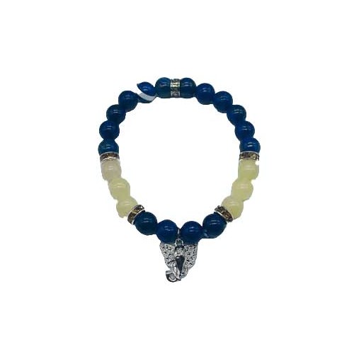 8mm Lapis, Honey Jade Ganesha Bracelet