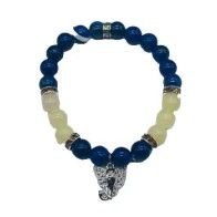 8mm Lapis, Honey Jade Ganesha Bracelet