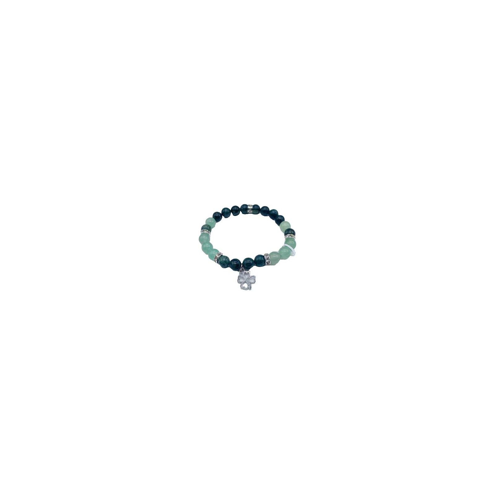 Pulsera de Kambaba Jasper y Aventurina Verde de 8mm con Trébol