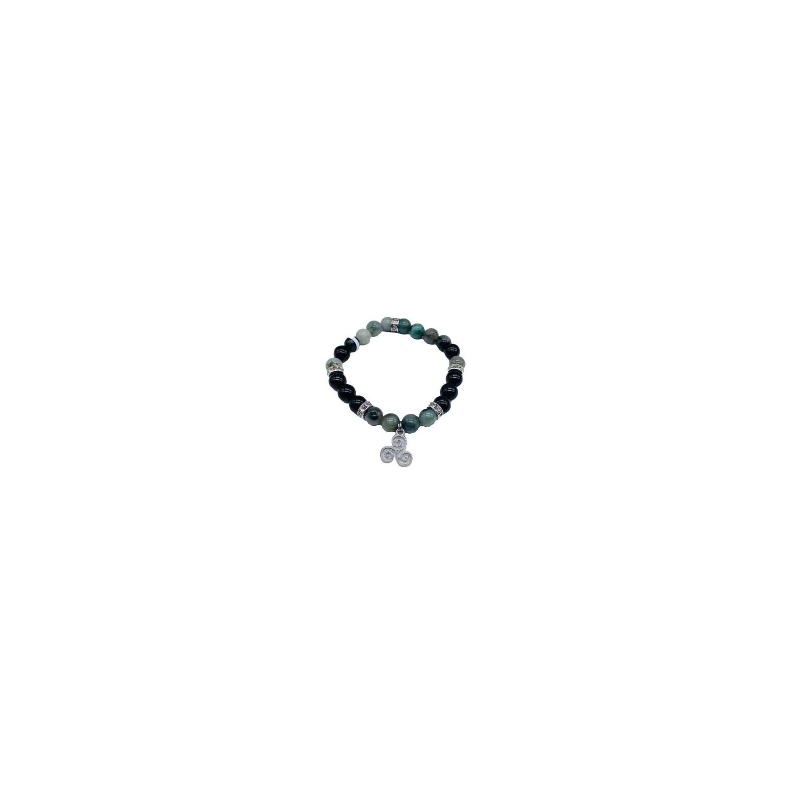 8mm Emerald & Black Tourmaline Bracelet