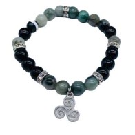 8mm Emerald & Black Tourmaline Bracelet