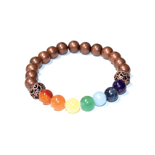 7 Chakra Copper Beads Bracelet 8mm