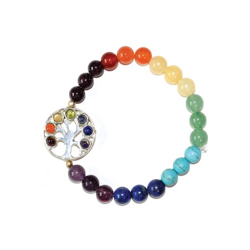 8mm 7 Chakra Tree of Life Bracelet Energy Balance