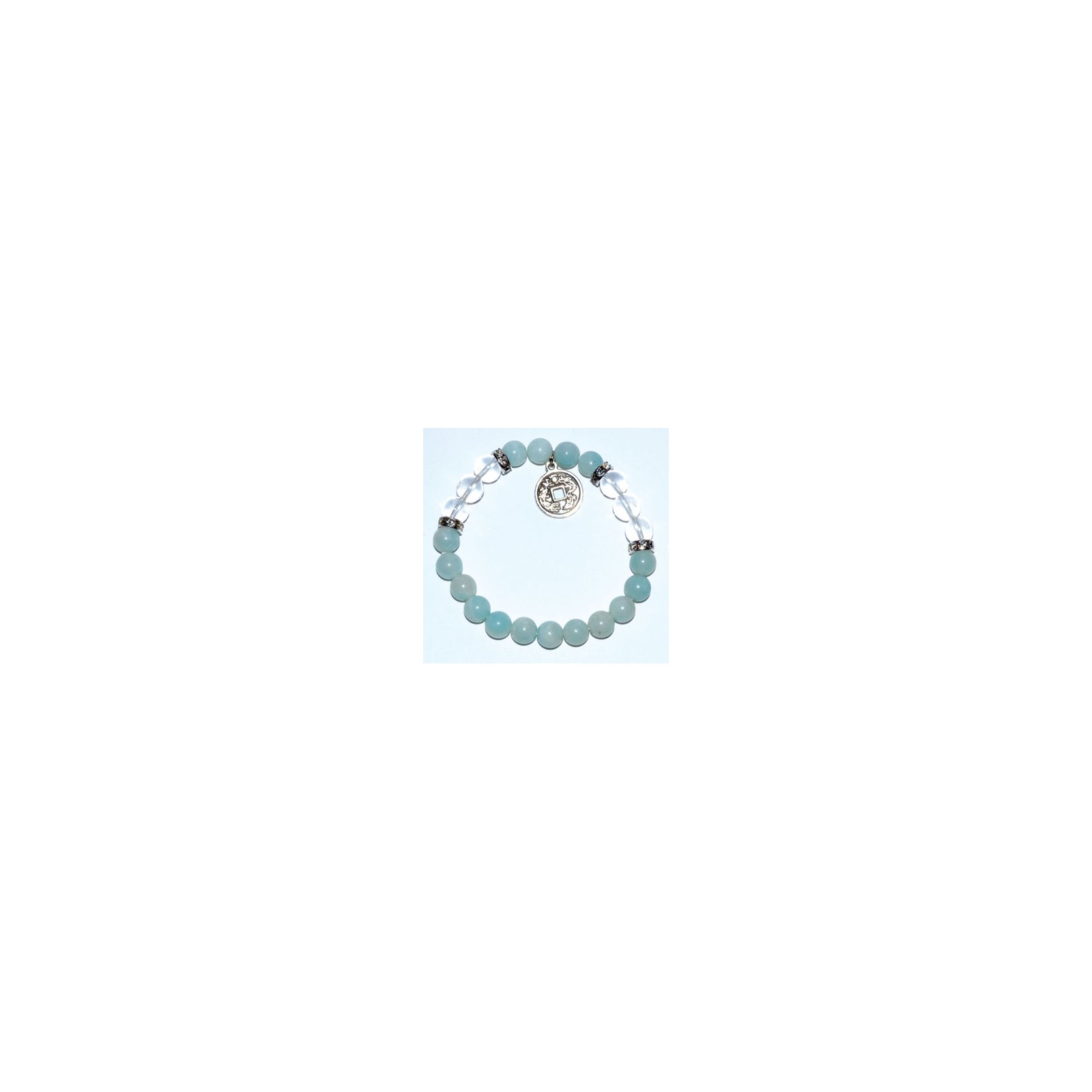 Amazonite Quartz Bracelet with Chinese Coin