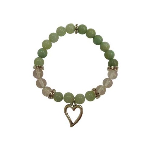 8mm Amazonite and Quartz Heart Bracelet