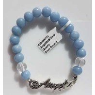 8mm Angelite and Quartz Beaded Bracelet for Spiritual Growth