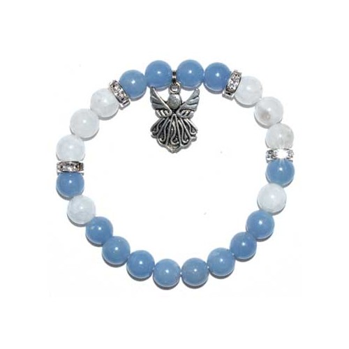 8mm Angelite Rainbow Moonstone Bracelet