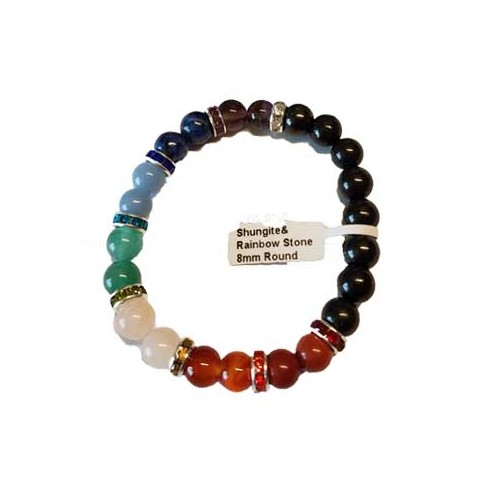 8mm Chakra & Shungite Bracelet - Energy Balancing