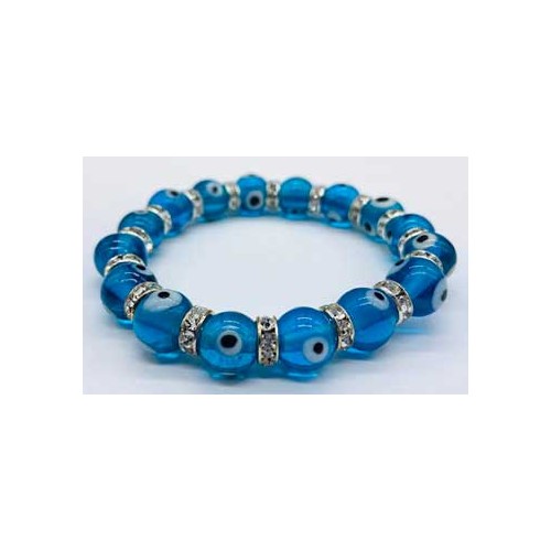 8mm Aqua Evil Eye Bracelet for Protection