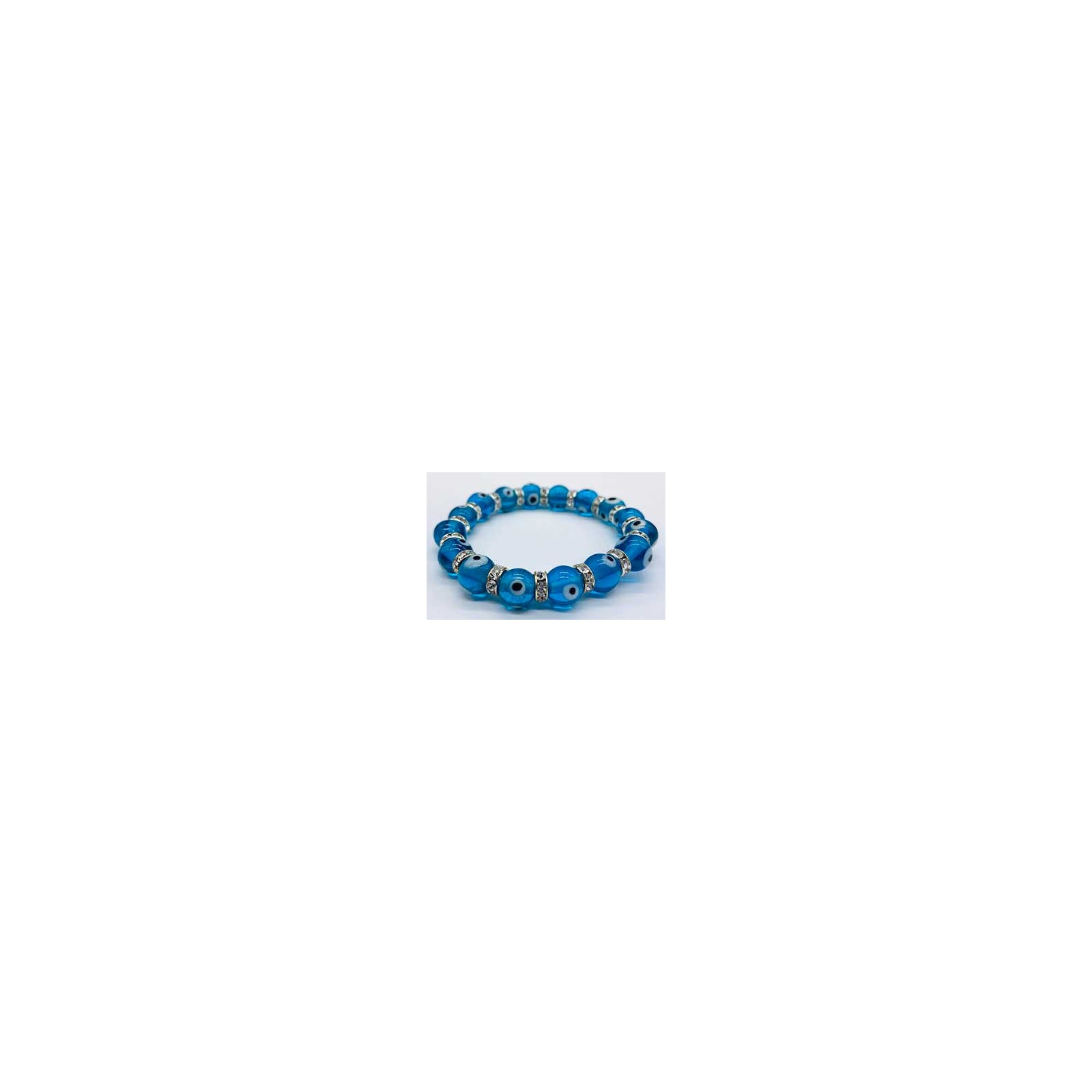 8mm Aqua Evil Eye Bracelet for Protection