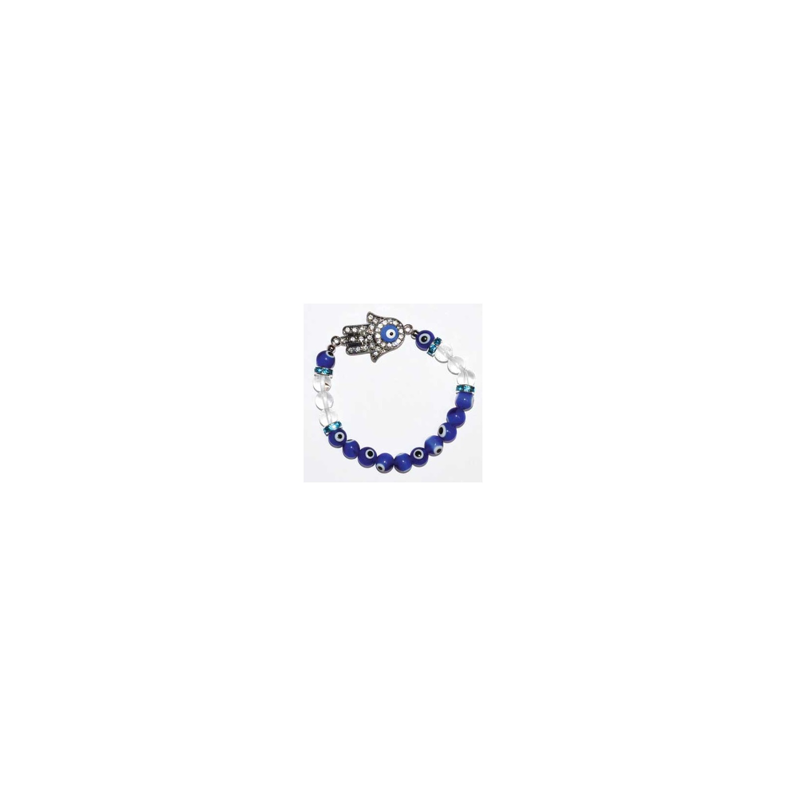 8mm Evil Eye and Clear Quartz Bracelet