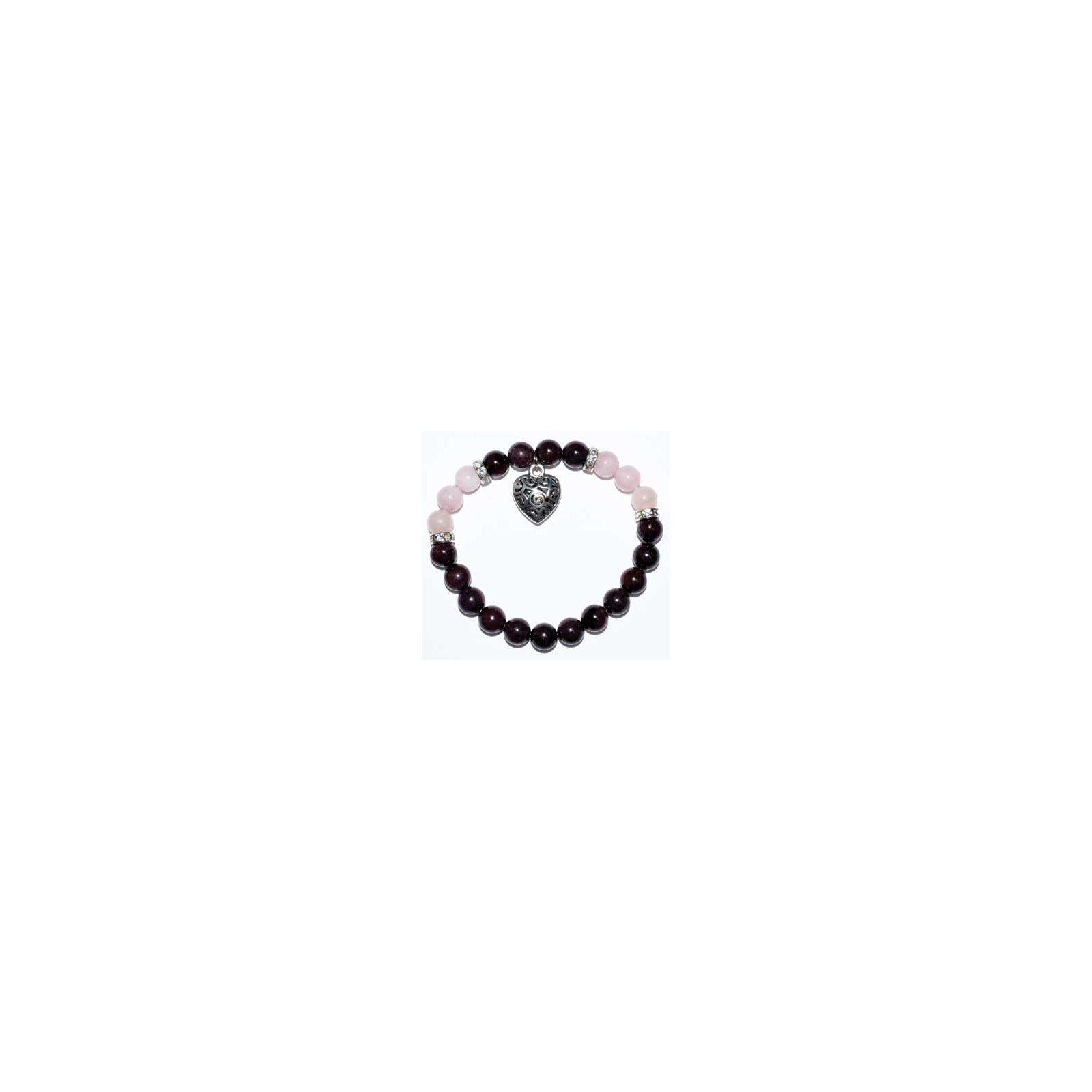 Garnet Rose Quartz Heart Bracelet