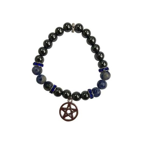 Pulsera de Hematita y Sodalita con Pentagrama de 8mm