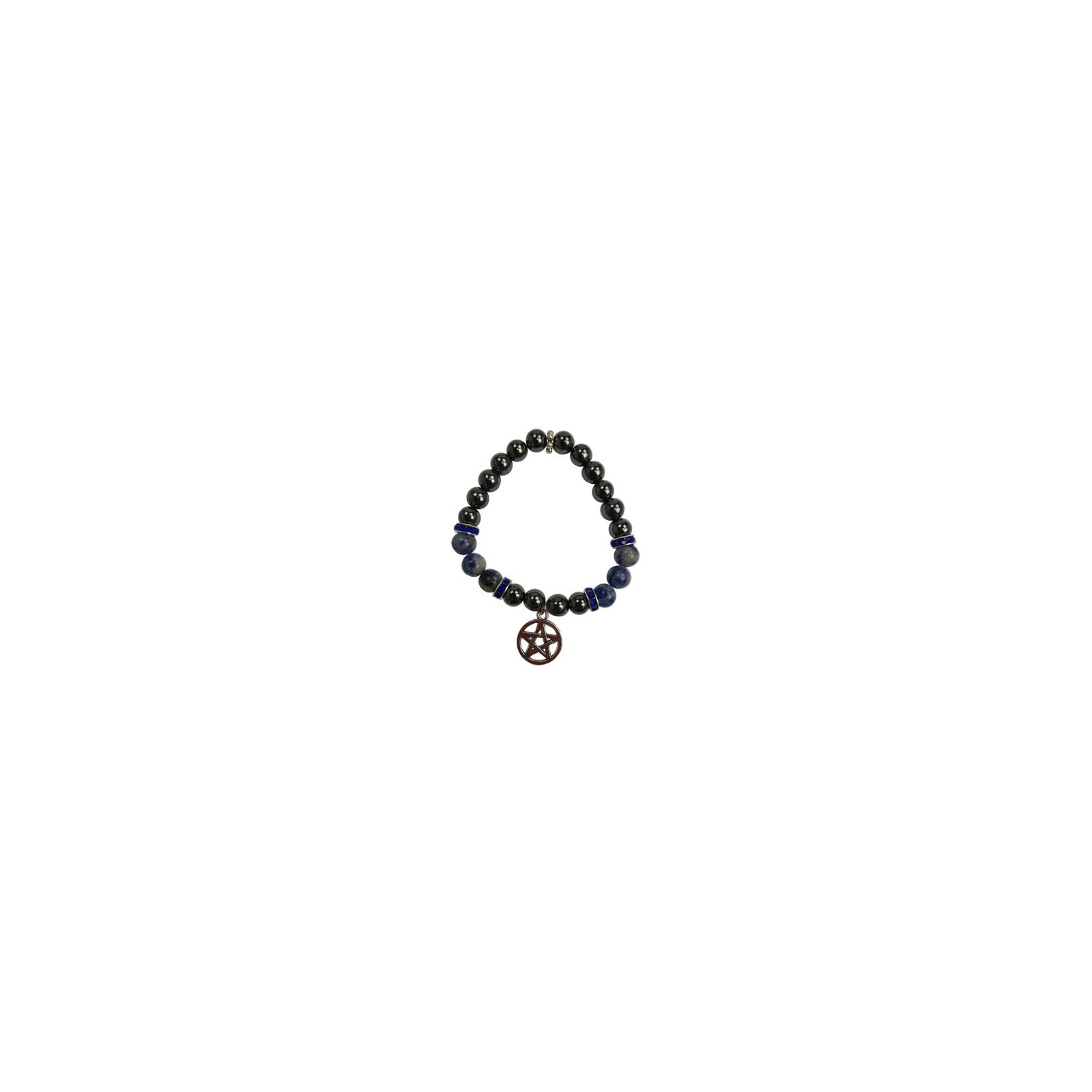 Pulsera de Hematita y Sodalita con Pentagrama de 8mm