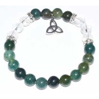 8mm Moss Agate & Triquetra Bracelet - Natural Healing